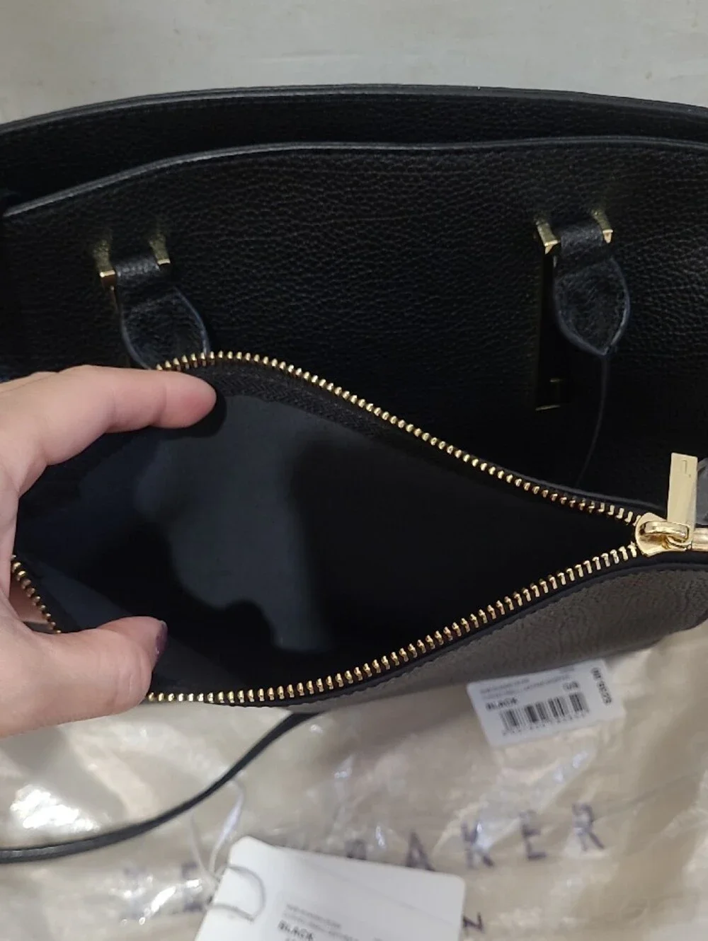 Ted Baker Black Pebbled Leather Satchel Curved Small Shopper